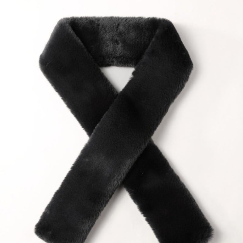 LALA Fur Long Scarf - Black