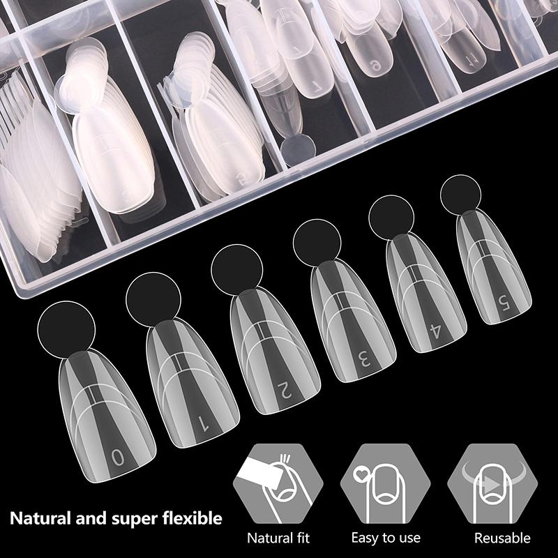 140Pcs Extension Reusable Matte Surface French Nail Dual Forms With Inner French Line 14 Sizes Full Cover Dual Nail Molds Quick
