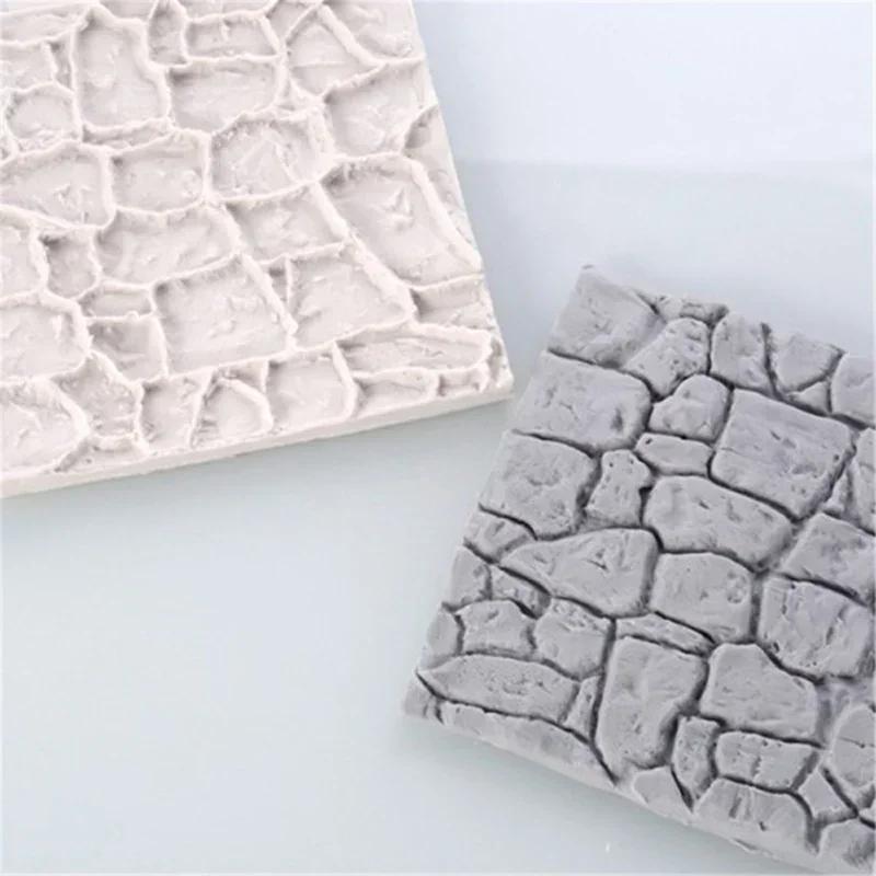 Cake Decor Baking Tools Dry Wall Silicone Mold Castle Stone Bark Fondant Cake Molds Chocolate Kitchen Household Accessories