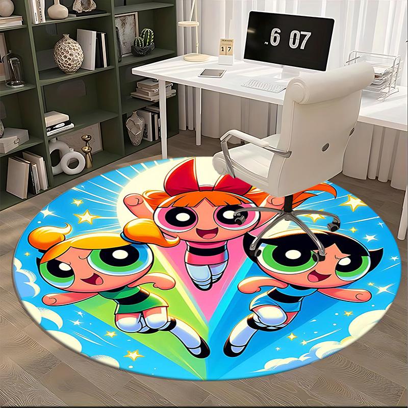 Powerpuff Girls, Chair mat Round Rug Office carpet, Non slip, Suitable for Living Rooms, Bedrooms,Decor1205888a