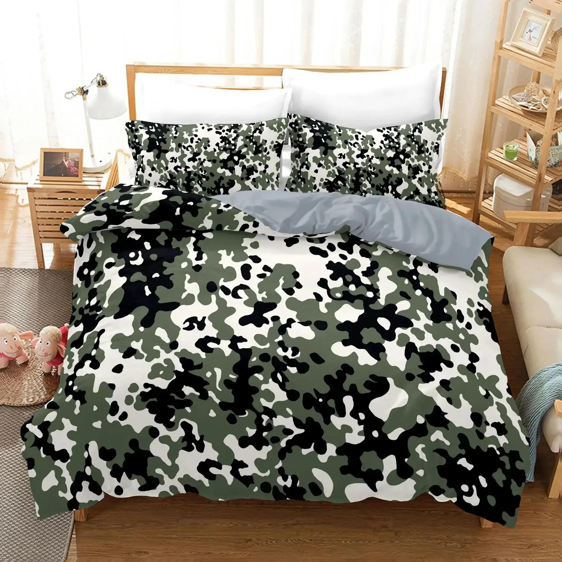 

Комплект постельного белья Camo Duvet Cover Set Camouflage Concept Concealment Bedding Set King Size Grey Black Twin Blanket Cover For Kids Teens Adults 70x133cm 2pcs
