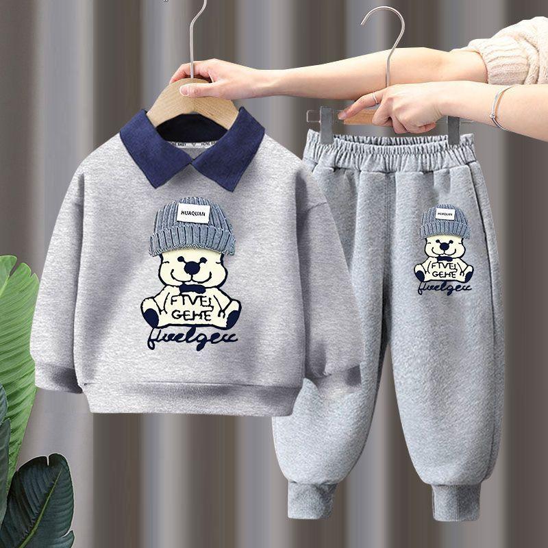 Herbst Baby Mädchen Kleidung Set Kinder Jungen Revers Cartoon Gedruckt Pullover Sweatshirts und Hosen 2 stücke Anzug Kinder Trainingsanzüge