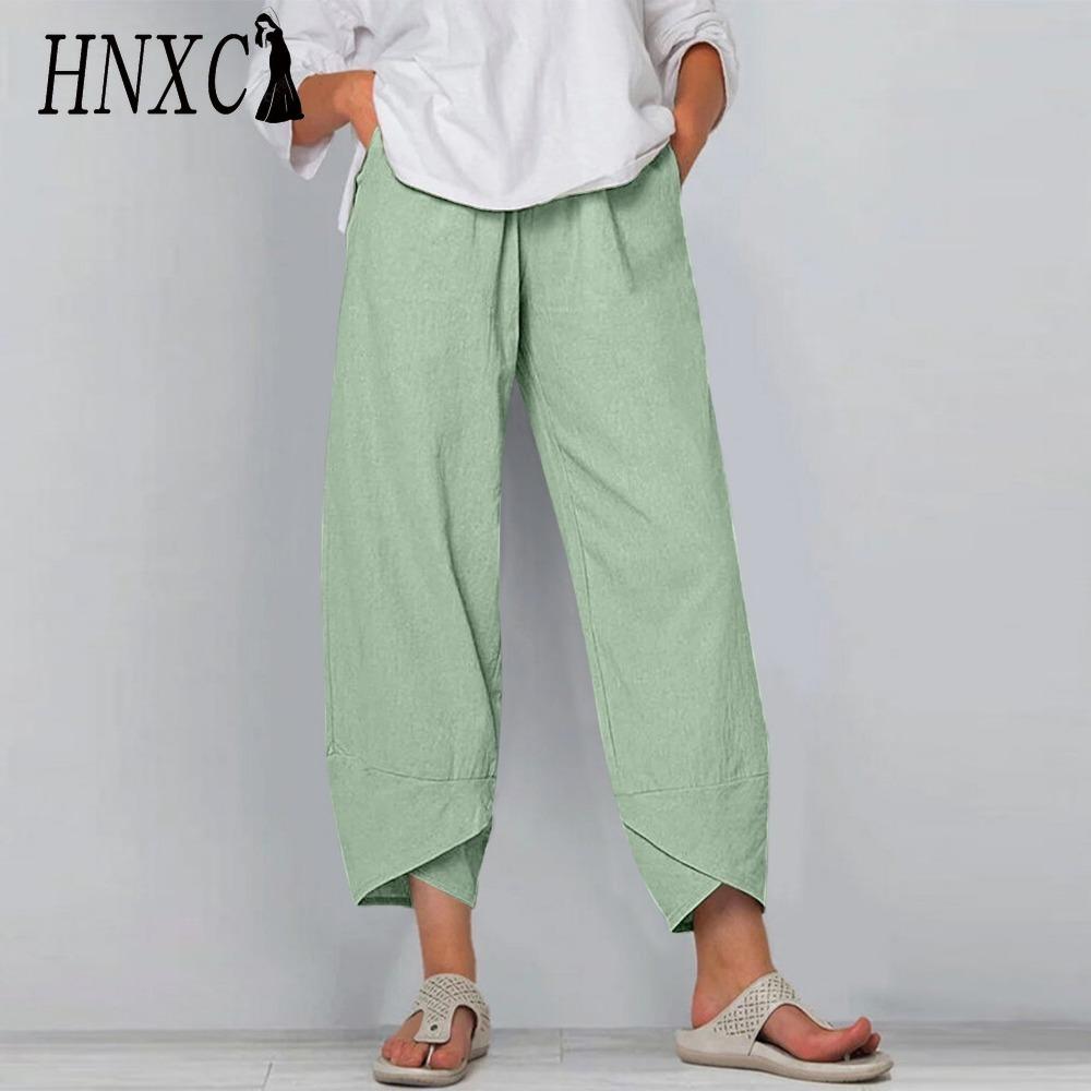 HNXC Damenmode, lässig, einfarbig, bedruckt, hohe Taille, Hosen und Caprihosen