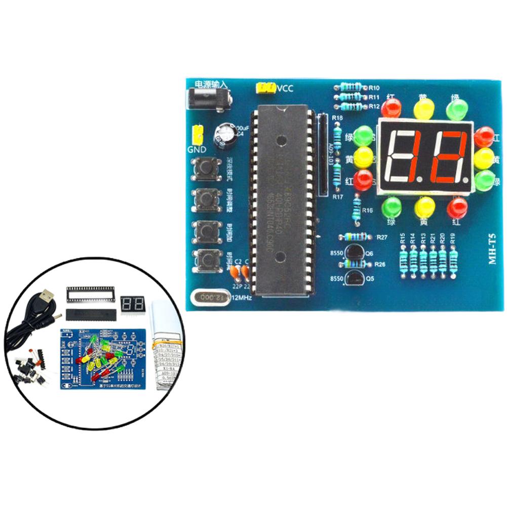 51 for mcu Traffic Light DIY Kit with STC89C52RC Microcontroller for Electronics Education and Learning Projects