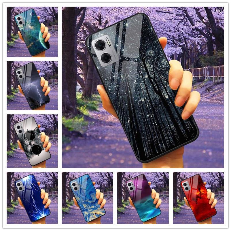 

Чехол для Xiaomi Redmi Note 11E 2022, модный чехол из закаленного стекла 6,58 дюйма, бампер с изображением луны и звезды, чехол для телефона Redmi Note11E Fundas Luxury