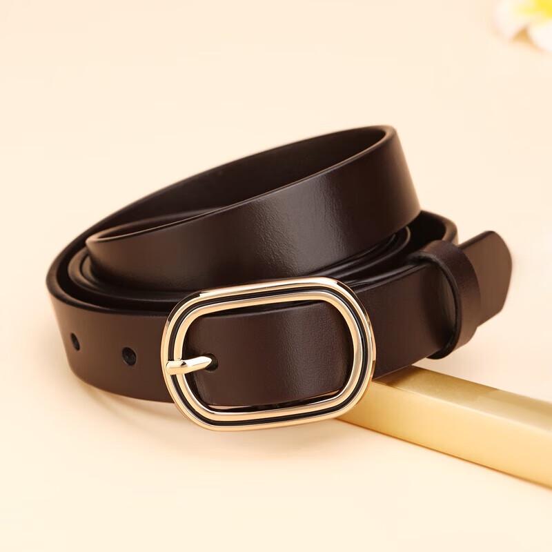 Женский Модный Кожаный Пояс с Круглой Пряжкой 105cm