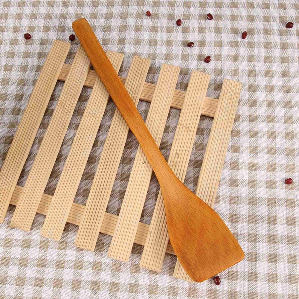 Kitchen Utensils No Stick Wooden Spatula High Heat Sturdy Frying Spatula Premium Flat Wooden Turner Cooking
