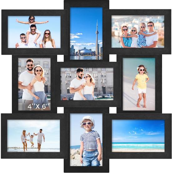 4x6 Picture Frames Collage, 9-Pack Picture Frames Collage for Wall Decor, Black Photo Collage Frame, Multi Picture Frame Set with Glass Front,