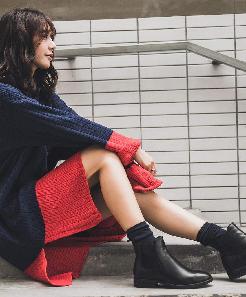 Side Gore Genuine Short Easy to Walk [ZUYEE] Women's Boots, Leather, Flat, Boots, Stylish, in, Black, 24.0cm