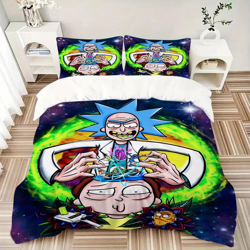 Rick Morty Dobrodružný Potisk 3dílná Sada Povlečení Povlak na Peřinu Se 2 Povlaky na Polštář Domácí Dárek k Narozeninám