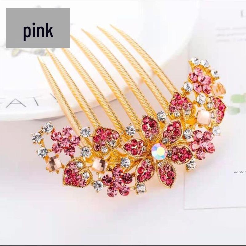 Korean Rhinestone Adult Hairpin: Seven-Tooth Metal Comb Hair Ornament