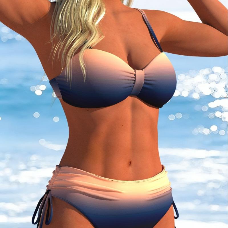 Nuevo Bikini Europeo y Americano Dividido para Mujer Sexy Chicas Calientes Conjunto de Dos Piezas Tirantes Espalda Descubierta Delgado, Bañador