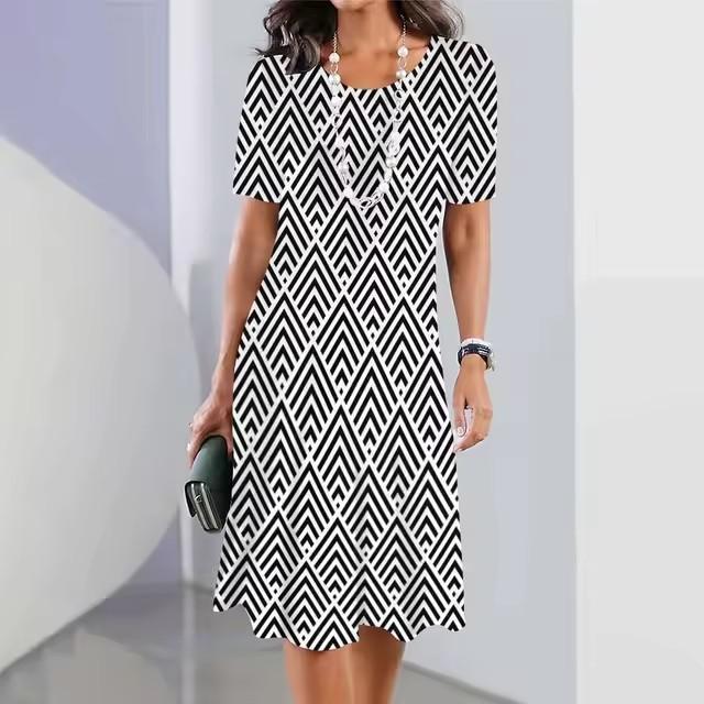 women 3d print short sleeve midi dress plus size holiday beach dresses