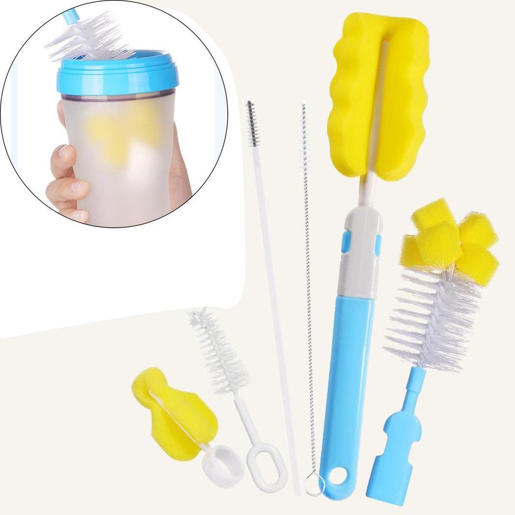 Green Baby Nipple Brush Drinking Straw Brush Cleaning Set Tools for Baby Feeding Bottles Nipple Pacifier and Accessories 6 in 1 Bottle Brush Cleaner Kit