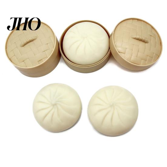 TPR Steamed Bun Toy Stress Relief with Steamer Simulation Stuffed Food Reliever Squeeze Sensory Soft Chinese Fidget