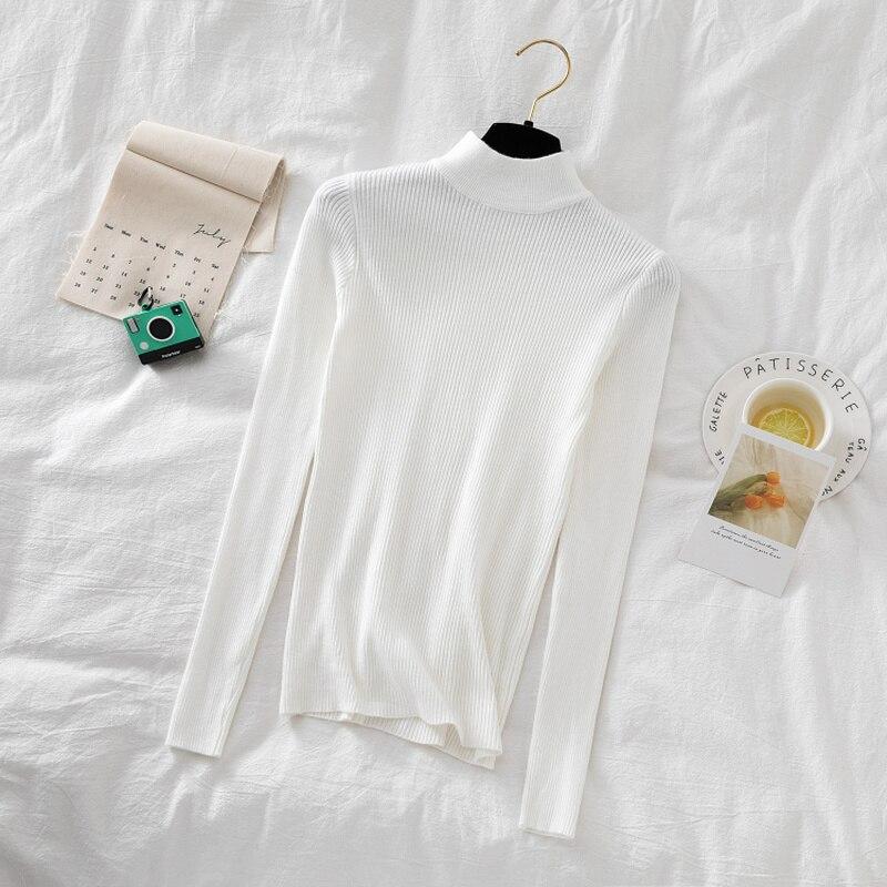 

Осінньо-зимовий в язаний светр Жіночий тонкий светр з довгим рукавом Пуловер Жіночий однотонний офісний жіночий джемпер светр Pull 17043 One Size білий