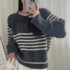 Korean Style Striped Pullover Sweater for Women - Soft, Fluffy, Round Neck, Versatile Knitwear for Autumn/Winter