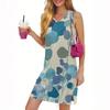 Damen Casual Fashion Sexy V-Ausschnitt Ärmelloses Kleid mit Blumendruck und Schlitz am Saum