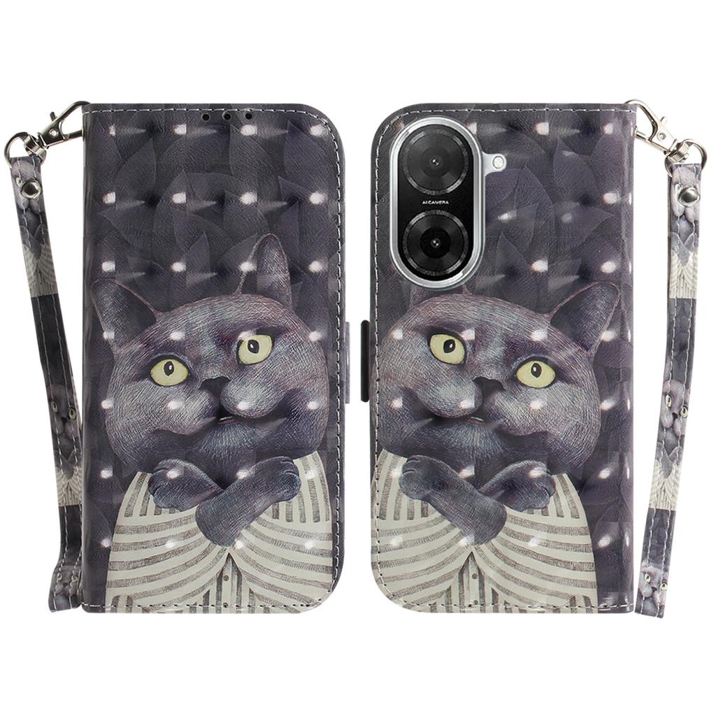 For Xiaomi Redmi A5 4G (171.7mm)/Poco C71 4G Case Pattern Printing Leather Wallet Phone Cover with Wrist Strap