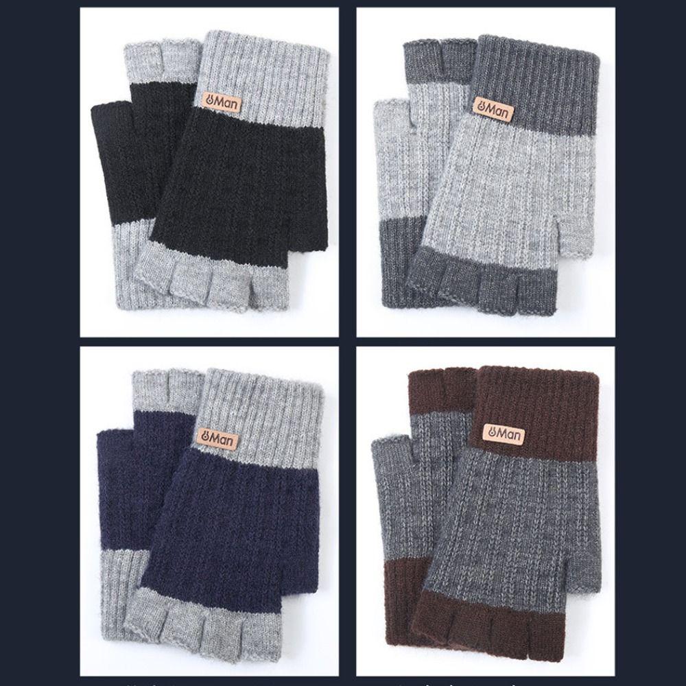Women Men Fingerless Gloves Thermal Half-finger Gloves Fashion Knitted Gloves