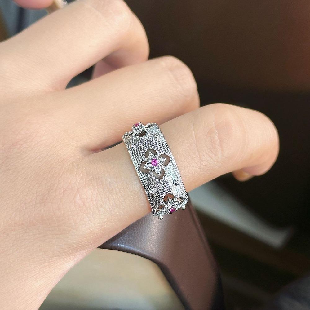 High-end Luxury Four-leaf Clover Ring Fashionnew Arrival Zircon Women s Ring