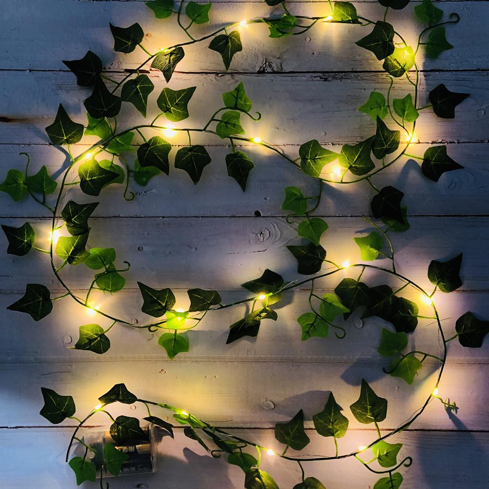 Artificial Plants LED String Light Green Leaf Vine Battery Operated Fairy String Lights for Home Wedding Decor