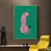Rosa Gull Leopard Grønn Plakater og Trykk Lerretsmalerier Dyr Veggkunst Bilder for Moderne Stue Veggdekorasjon