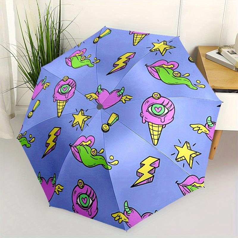 1pc Ice Cream Cone Automatic Umbrella - 8-Rib Foldable Design, Outdoor Adventures, and Family Celebrations yy250829089