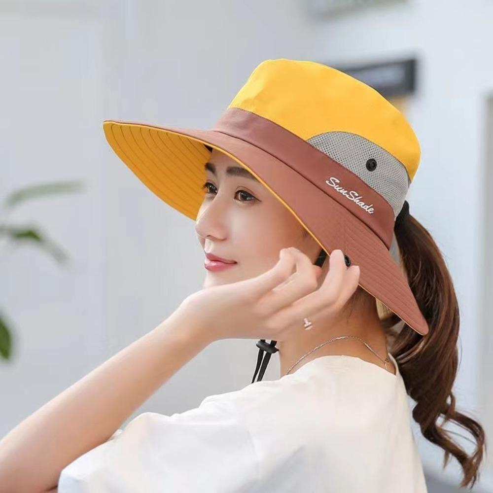 Trendy Fishing Cap Anti-Sun Sunscreen Hat Fashion Ponytail Hat  Summer