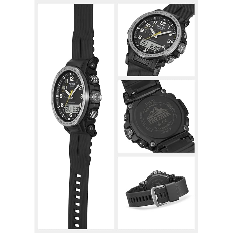 Casio Pro Trek Watch [Official Japanese Product] Climber Line Radio-Controlled Solar Watch Made with Biomass Plastic PRW-51Y-1JF Men's Black