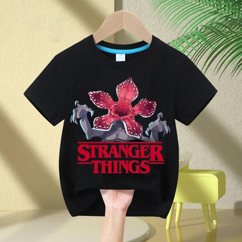 Kids 100% Cotton Luxury T-Shirt Stranger Things Demogorgon Live Graphic Short Sleeve Elegant Casual Summer Tee Tops