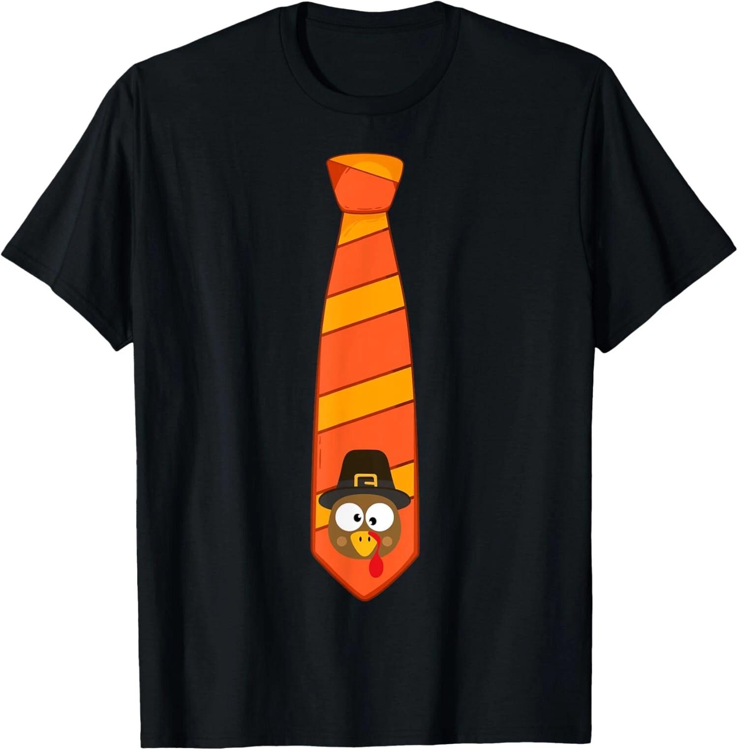 Funny Thanksgiving Tie with Turkey for Family Dinner T-Shirt M
