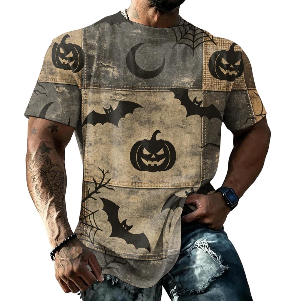 Men's Halloween Vintage Graphic T Shirt Loose Fit Breathable Short Sleeve Casual Streetwear Summer Top Comfortable Daily Wear