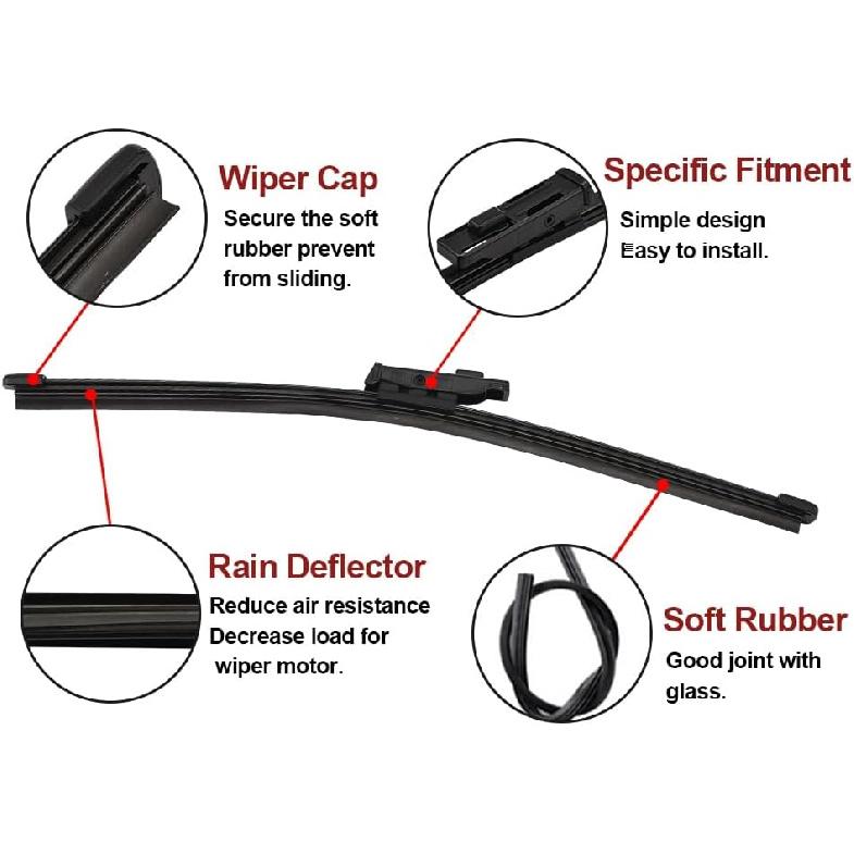 JSCARLIFE Rear Windshield Wiper Blade Arm Set for V-W ID.4 2021 2022 2023 2024, Rear Wiper Arm Blade Set -Original Equipment Replacement