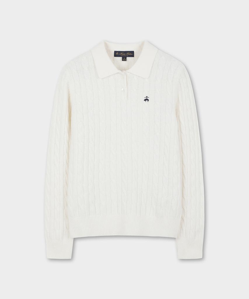 BROOKS BROTHERS [Women'S] Wool Cable Polo Sweater (Ivory) (Bbwtwb0002Bef)
