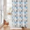 Blue and Grey Shower Curtain for Bathroom, Gray White Bohemian Chic Fabric Geometric Pattern Shower Curta for Men or Women, Teal and Grey Bohemian