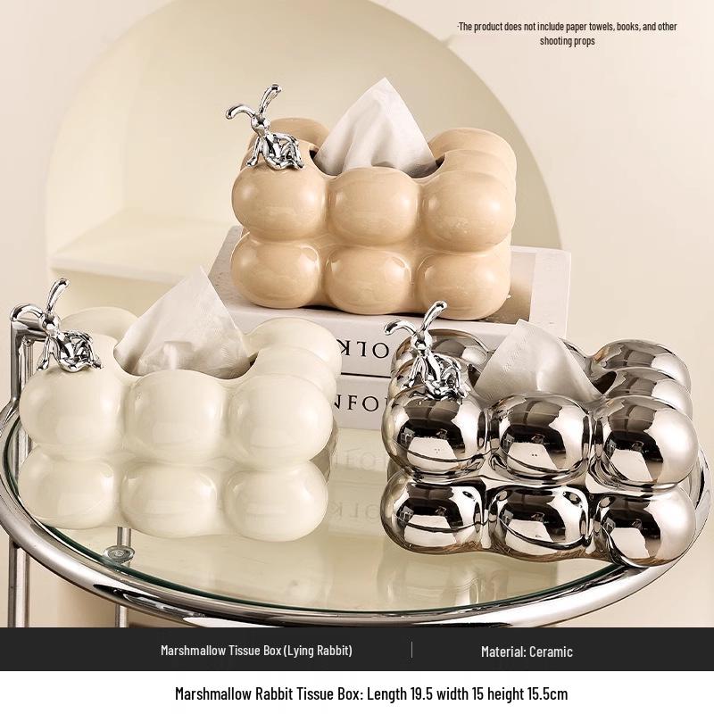 Minimalistická keramická krabička na kapesníky - Luxusní dávkovač papírových ubrousků do obývacího pokoje a domácí dekorace