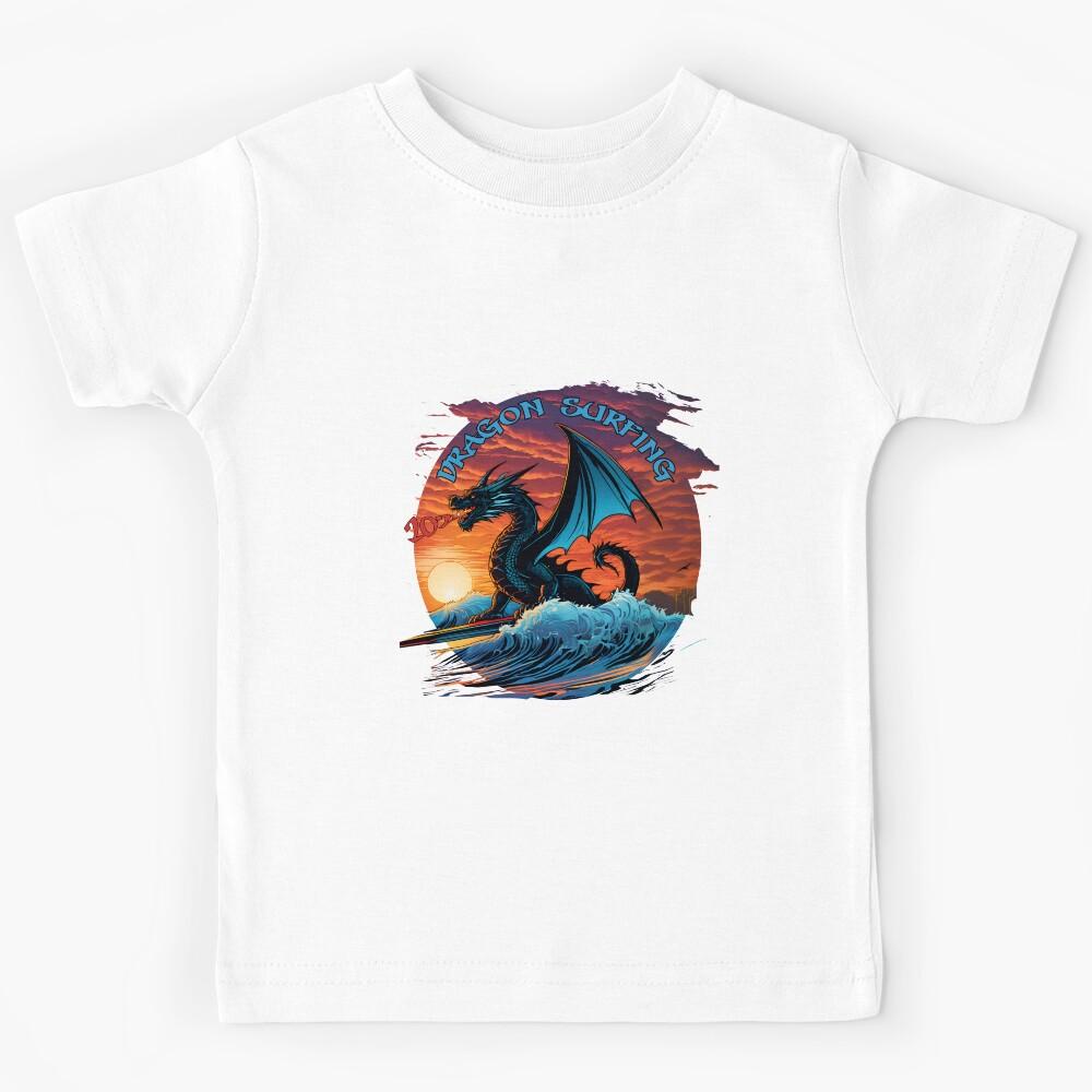 Surfing Dragon Riding a 2024 Wave of Luck T-Shirt Kids T-Shirt 130