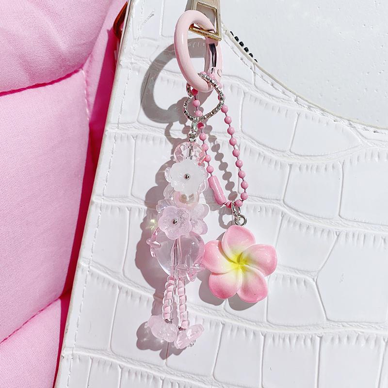 Sweet Colorful Flower Keychain Cute Flower Keyring Pendant  Bag Charm Creative Backpack Decoration Accessories Gifts