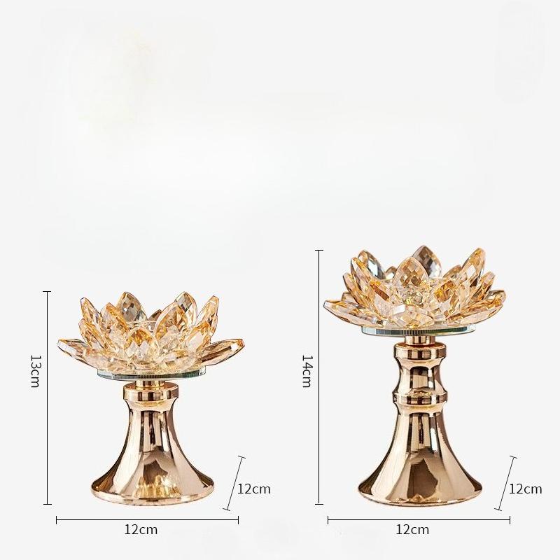 Portacandele Profumato Creativo in Cristallo Floreale Fiore di Loto Vetro Base per Aromaterapia Candeliere Accessori per la Decorazione della Casa