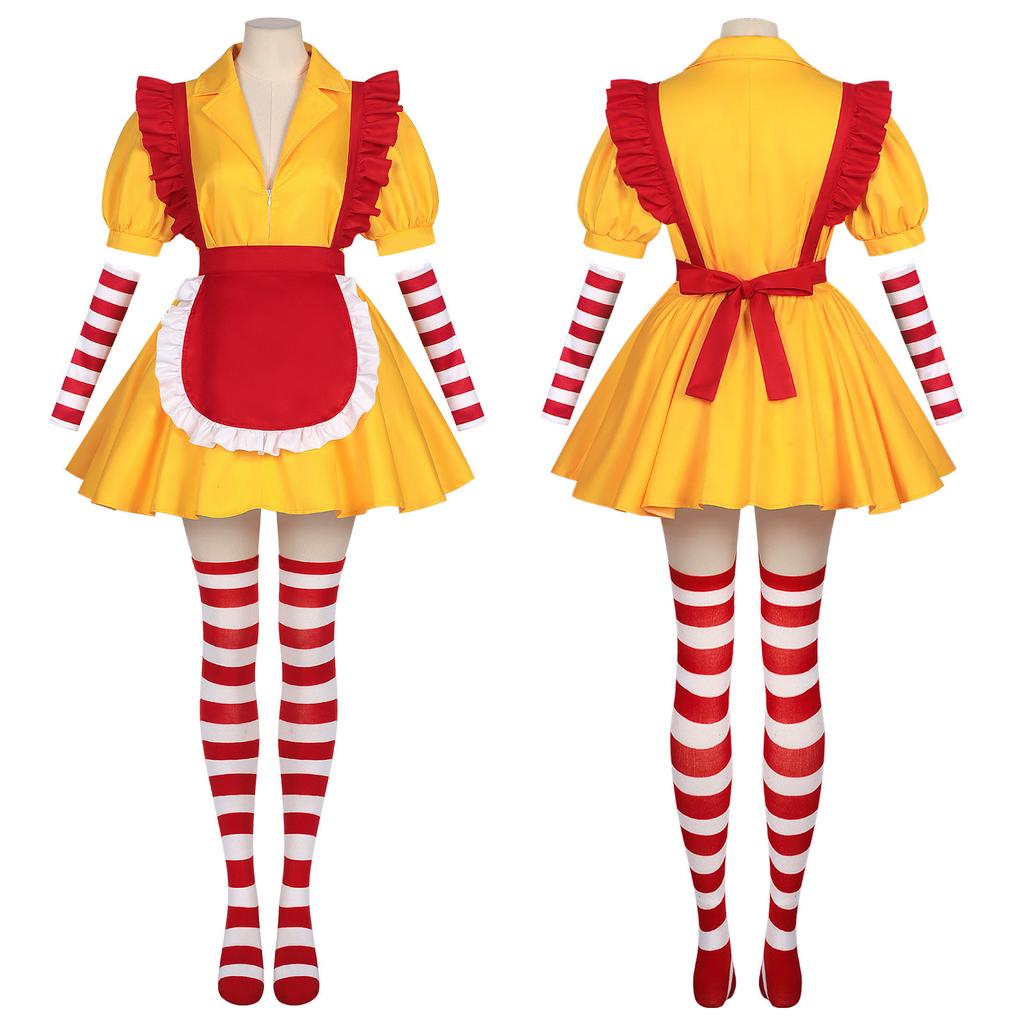 Maid Cosplay Costume Women Waitress Dress for Halloween Party Role Play