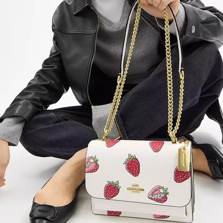 COACH Klare Coated Canvas With Leather Shoulder Bag Small Women's Gold & Chalk Multicolor CAL65-IMCAH