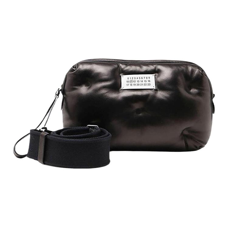 Maison Margiela Mode Casual Logo Applicatie Geplooide Leren Crossbody Schoudertas Heren tassen Zwart SB1WB0002P4300T8013 Basic Set (Bag+Dust Bag)