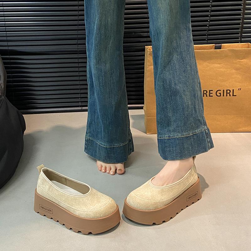 TUINANLE Thick-Soled Women's Platform Loafers Women Suede Loafers Casual High Heels Sneakers Shoes