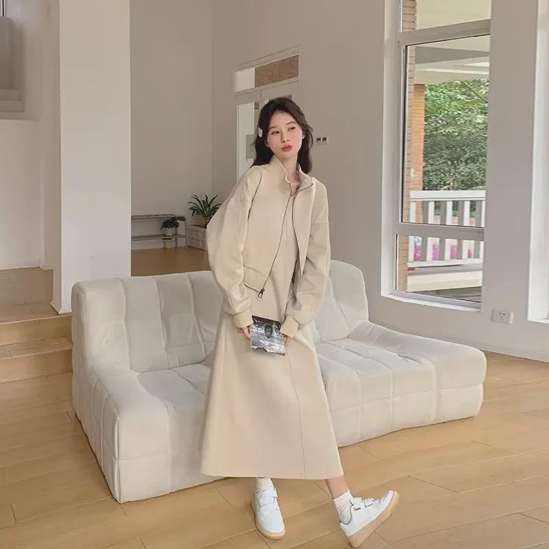 "Women's Plus Size Autumn Slimming Vest Skirt Two-Piece Suit - Belly-Covering and Age-Reducing (Sizes 2-300 Lbs)"