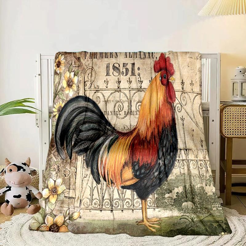 Hahn Im Vintage-Garten Decke Flanelldecke Überwurfdecke Sofabezug Decke Weiche Premium-Decke Picknickdecke Fernsehendecke Geschenke