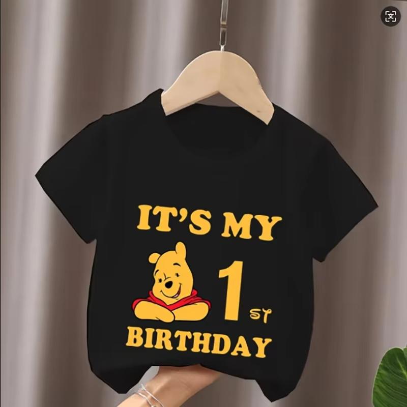 Summer Birthday Theme Printed Children s T-Shirt Summer Breathable Parent-Child Short Sleeve 100