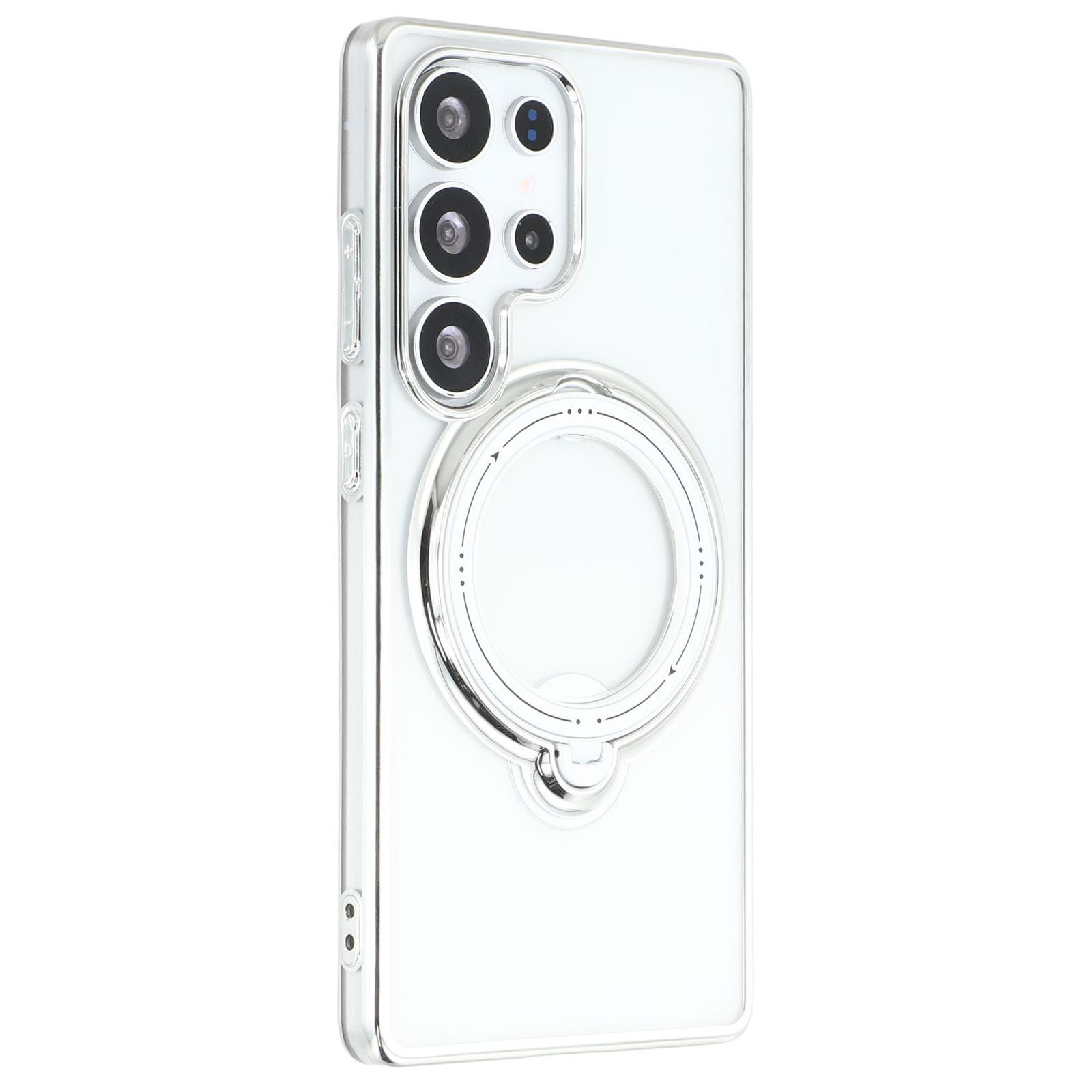 

For Samsung Galaxy S25 Ultra Case Kickstand PC+TPU Magnetic Phone Cover Silver