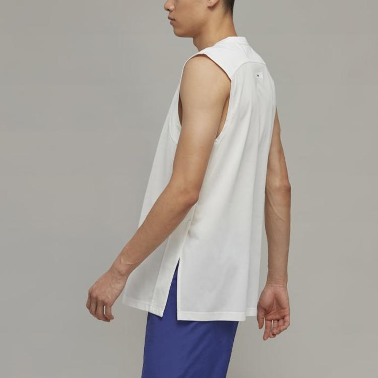 Y-3 Logo Solid Color Crew Neck Sleeveless Tank Top Unisex Tops White HY1256