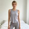 Women Vest Solid Color Loose Fit Sleeveless Tops Round Neck Mesh Yarn Splicing Thin Yoga Sport Tops Daily Wear